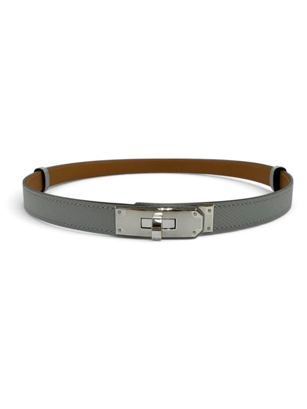 Hermes Kelly Belt Veau Epsom Blue Glacier Gold Silver